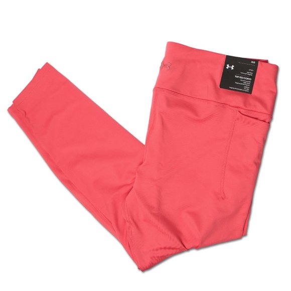 Under Armour Fitted Meridian Leggings Pockets Coral Pink Stretch  Athletic - Picture 3 of 8
